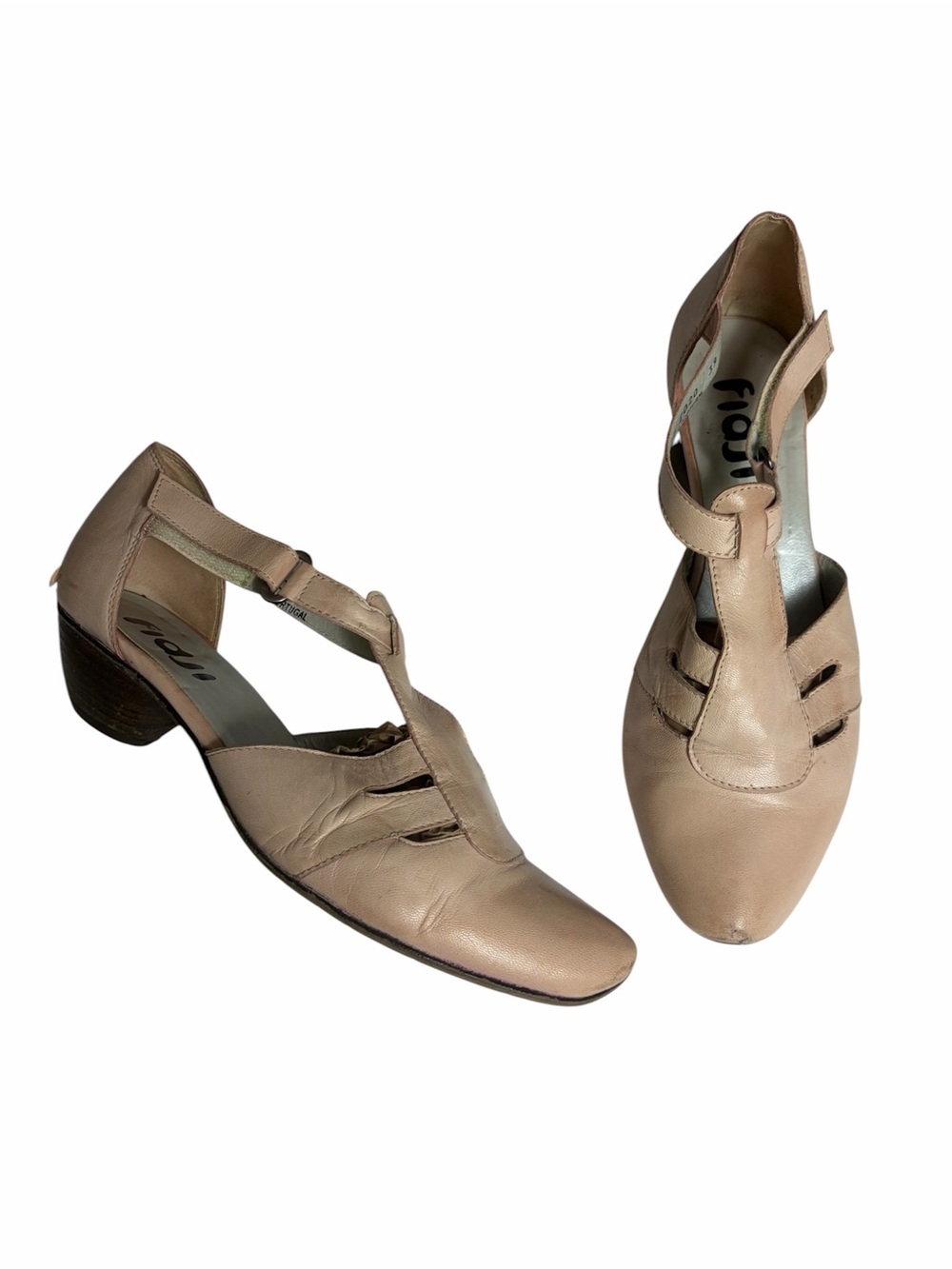 Fidji pastel pink leather cutout heeled hybrid sandals size 39